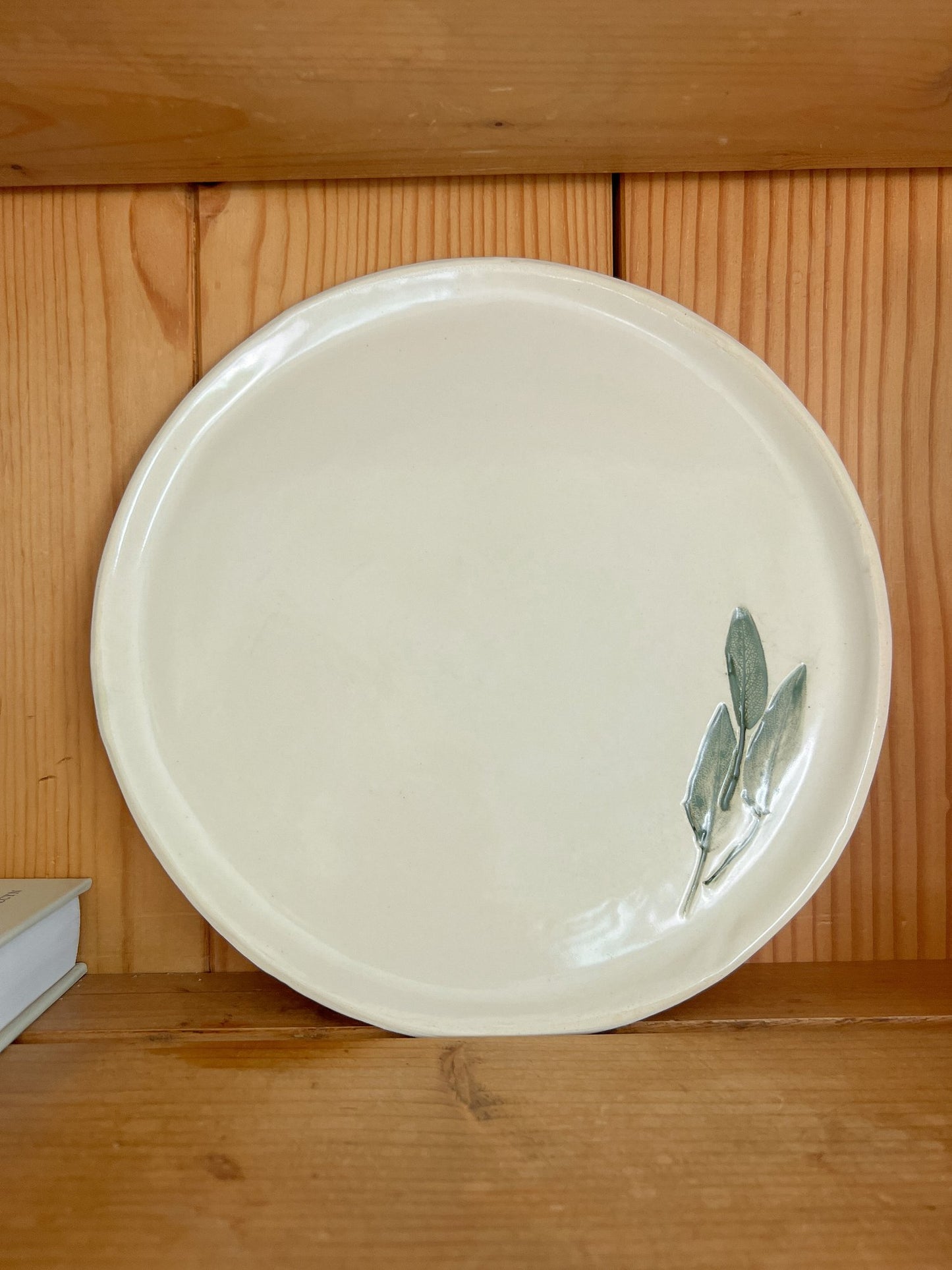 Hand-Pressed Herb Ceramic Plates (Set of 4)