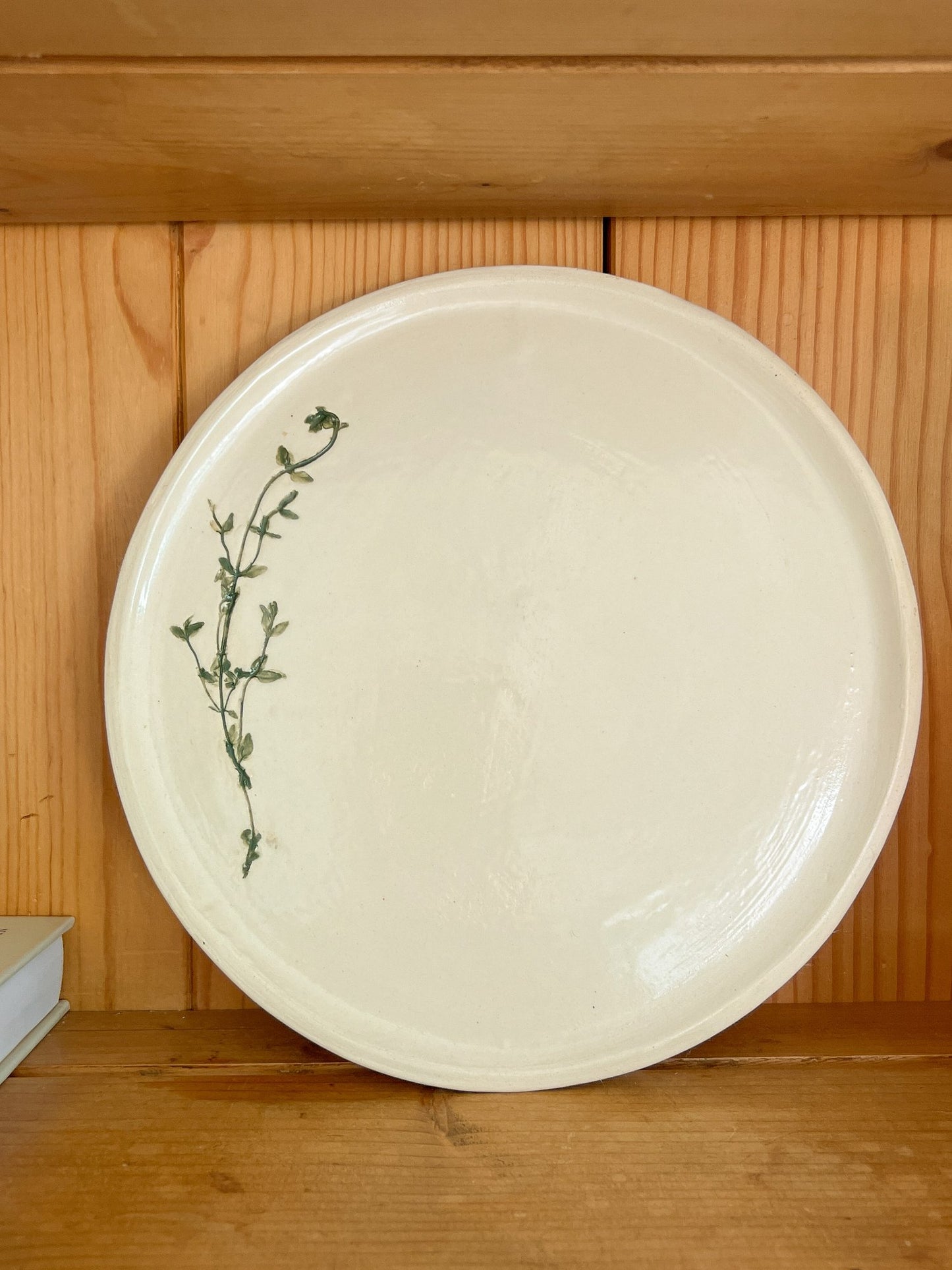 Hand-Pressed Herb Ceramic Plates (Set of 4)
