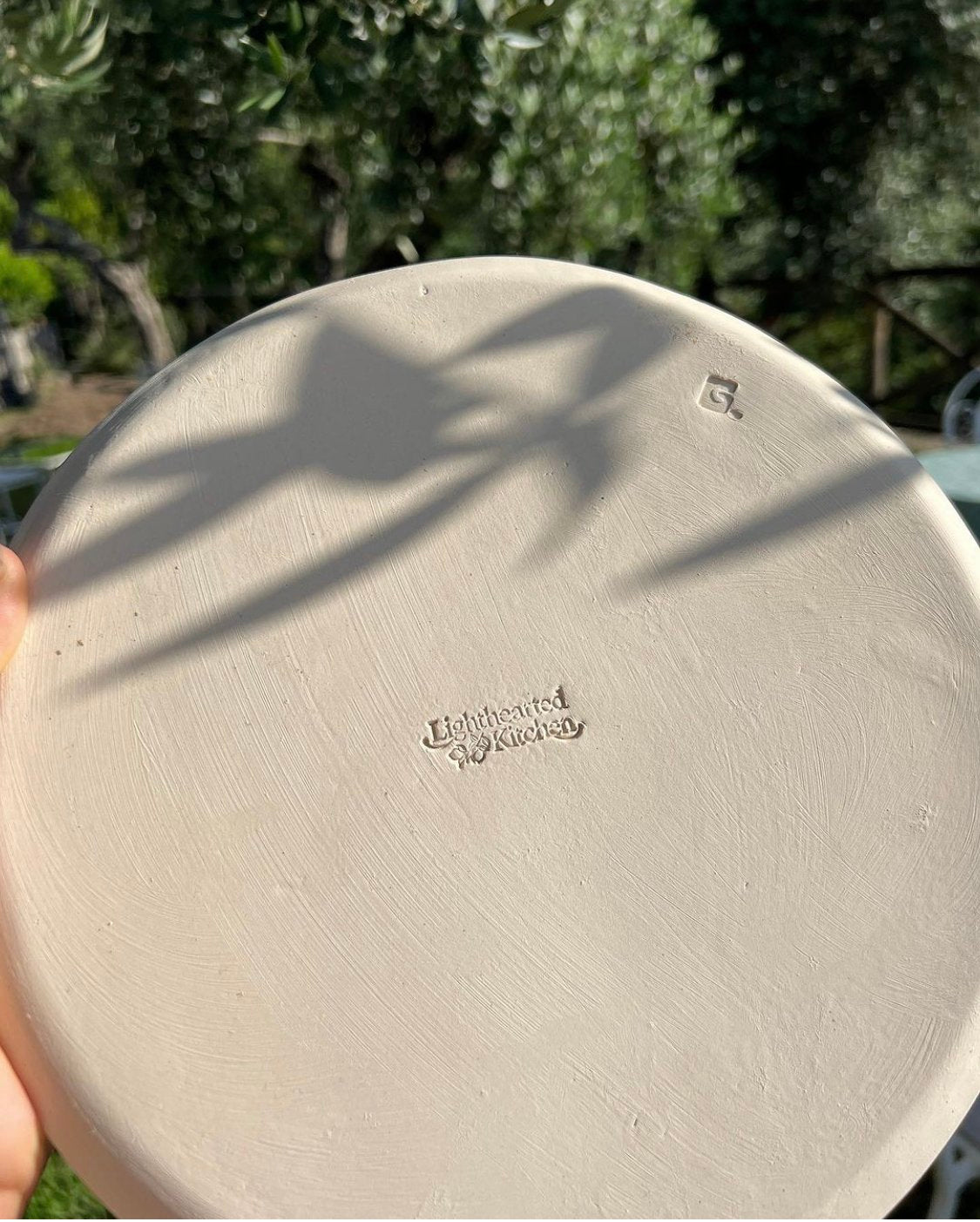 Hand-Pressed Herb Ceramic Plates (Set of 4)