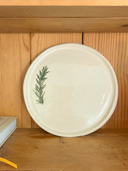 Hand-Pressed Herb Ceramic Plate